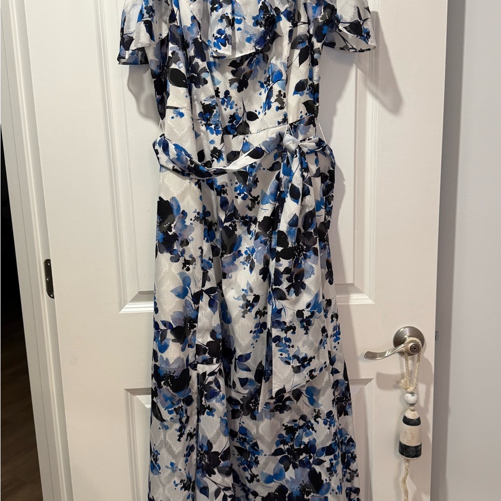 Floral Blue and Black Women's Dress